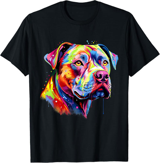 Pit Bull Mom Dog Lover Colorful Artistic Pitbull Owner Women T-Shirt - T-Shirt | Black