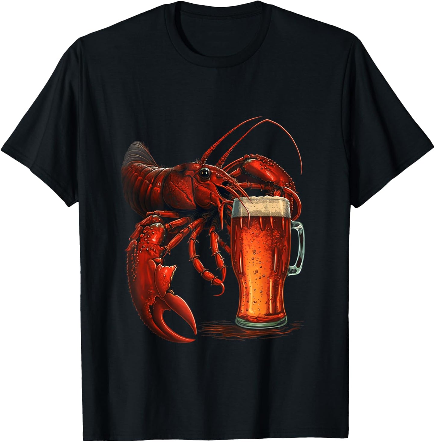 Funny Lobster Drinking Beer Beach Vacation Summer Women Men T-Shirt - T-Shirt | Black