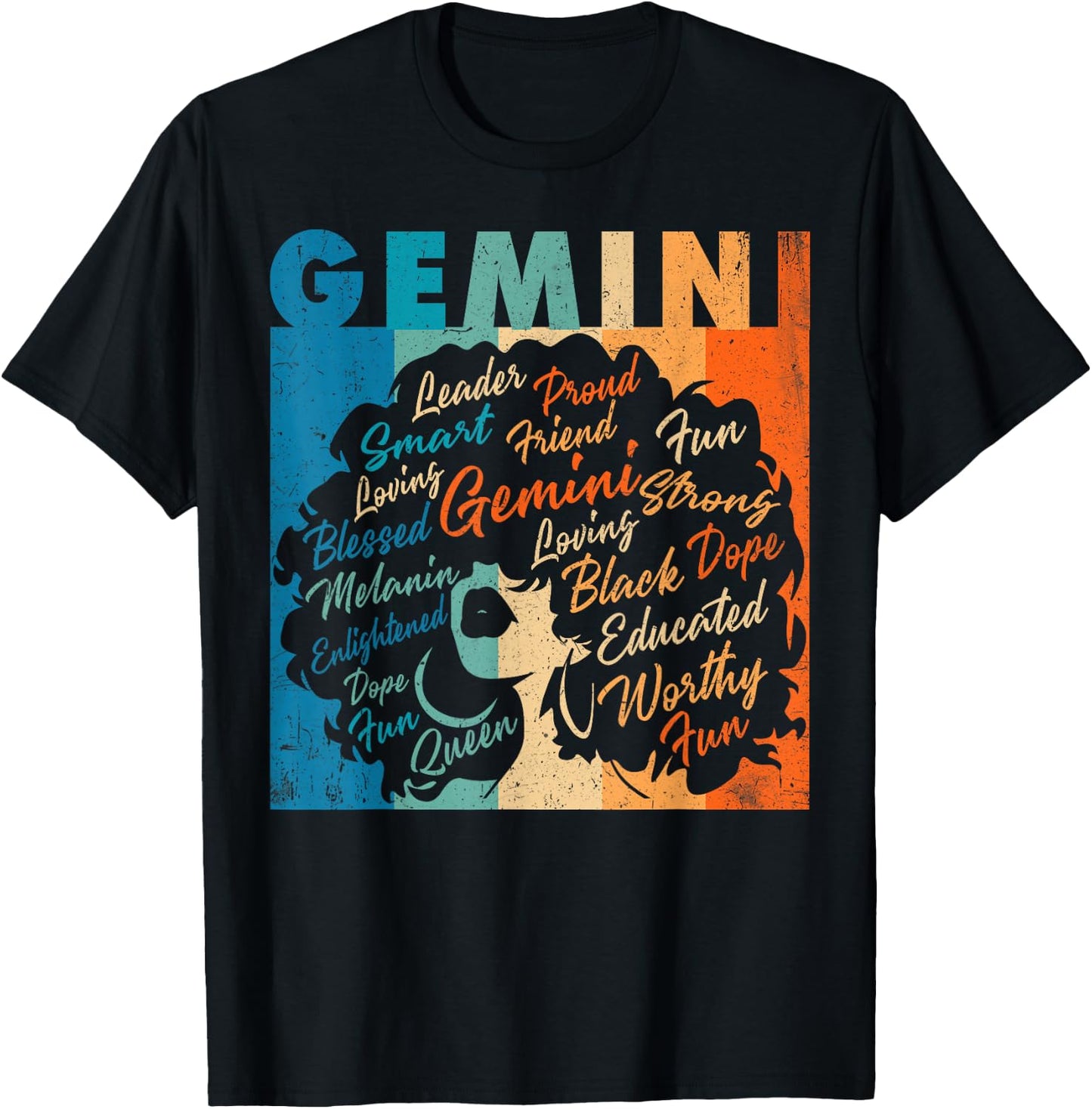 African American Women Zodiac Birthday Gemini Girl T-Shirt - T-Shirt | Black