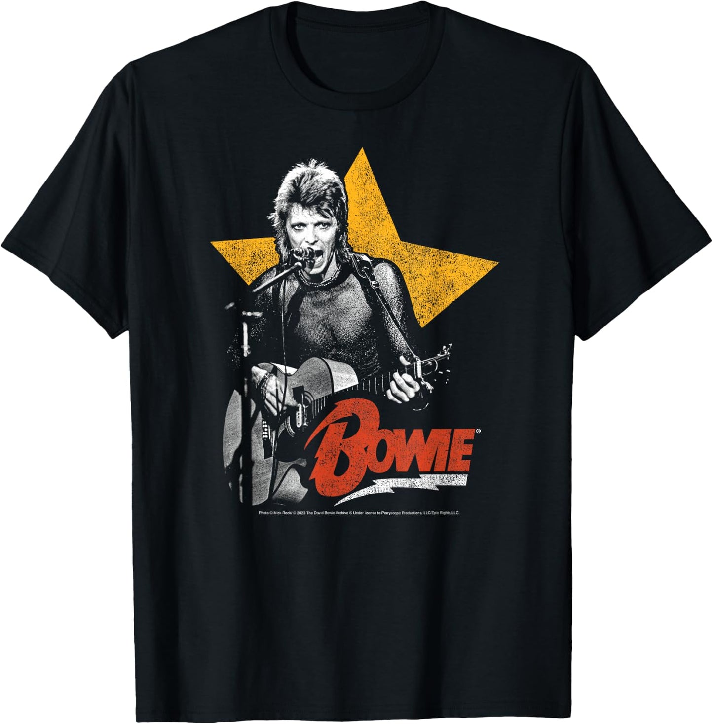 David Bowie- Bowie Guitar with Star T-Shirt - T-Shirt | Black