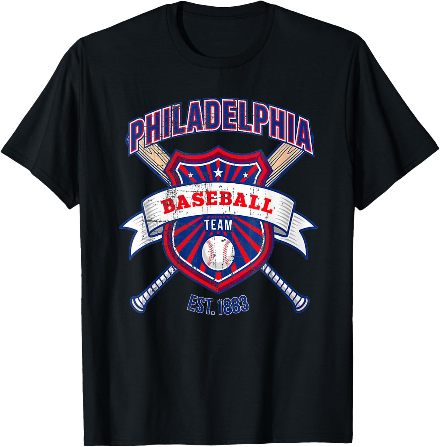 Distressed Retro Look Philly Tailgate Party Gameday Fan Gift T-Shirt - T-Shirt | Black