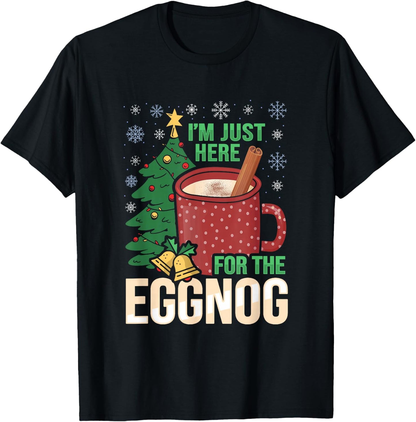 Funny Christmas Party Design for an Eggnog Lover T-Shirt - T-Shirt | Black