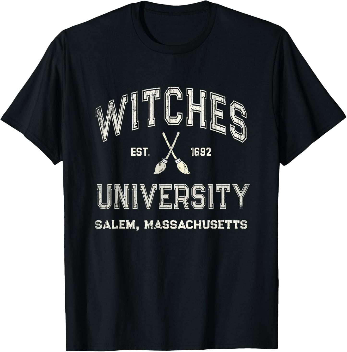 Funny WITCHES UNIVERSITY Salem Witchy School Wiccan College T-Shirt - T-Shirt | Black