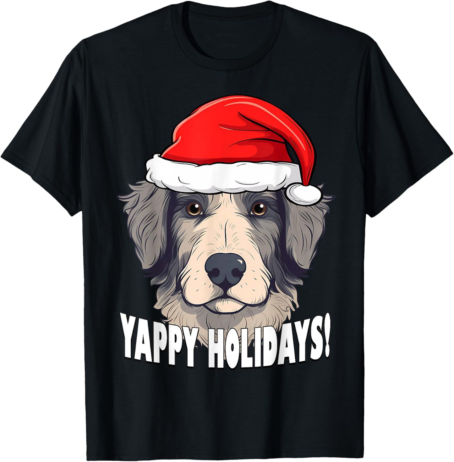 Christmas Aussiedoodle Yappy Holidays Funny Puppy Dog T-Shirt - T-Shirt | Black