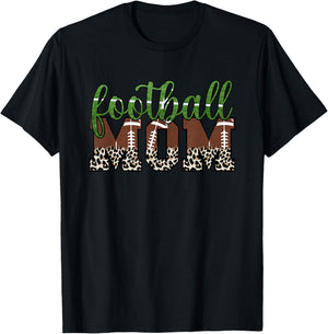 Moms Football Leopard Print Proud Women's Cheetah Pattern T-Shirt - T-Shirt | Black