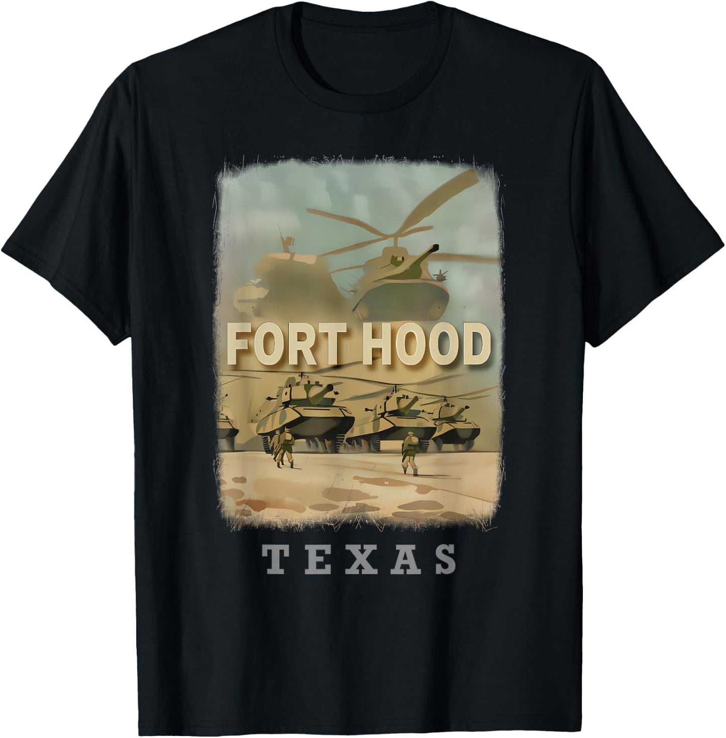 Fort Hood Texas TX Military Might SD755 T-Shirt - T-Shirt | Black
