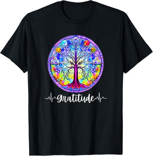 Chakra Whimsical Fantasy Tree of Life Gratitude T-Shirt - T-Shirt | Black