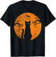 Vintage Scary Christmas Cat Costume Retro Cat Moon Black Cat T-Shirt - T-Shirt | Black