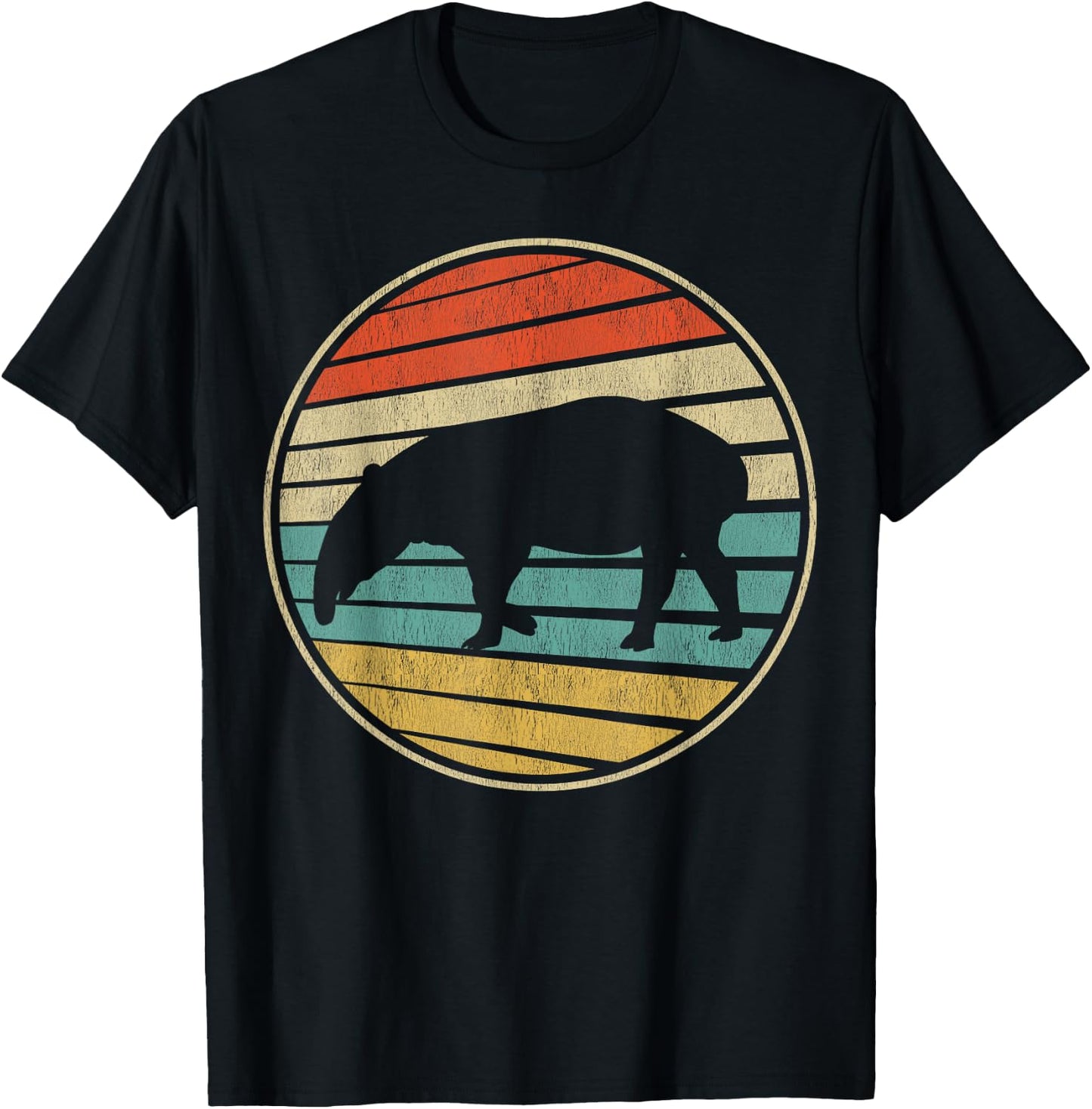 Cute Tapir Gift Retro Vintage 70s 80s Tapir Animal Lover Fun T-Shirt - T-Shirt | Black