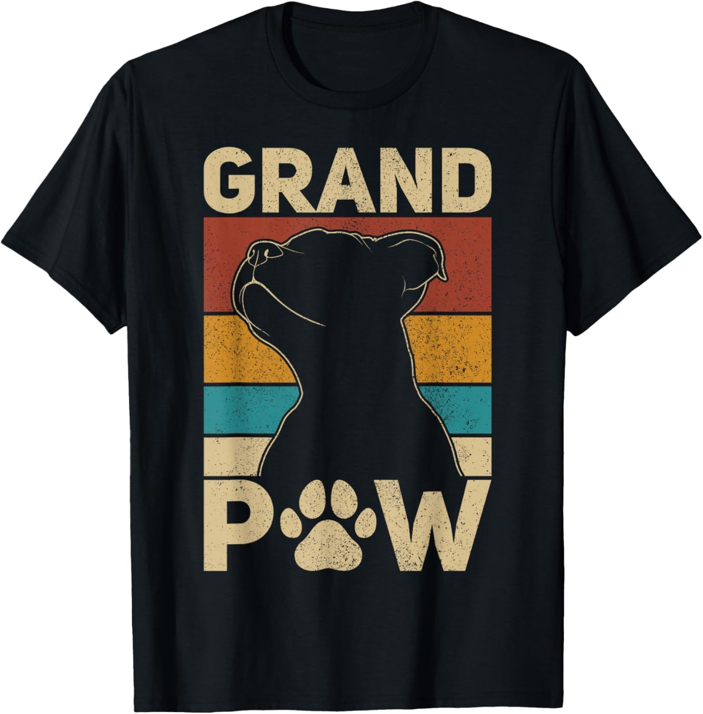 Grandpaw Dog Grandpa Funny Dog Lover Grandfather Men Pitbull T-Shirt - T-Shirt | Black