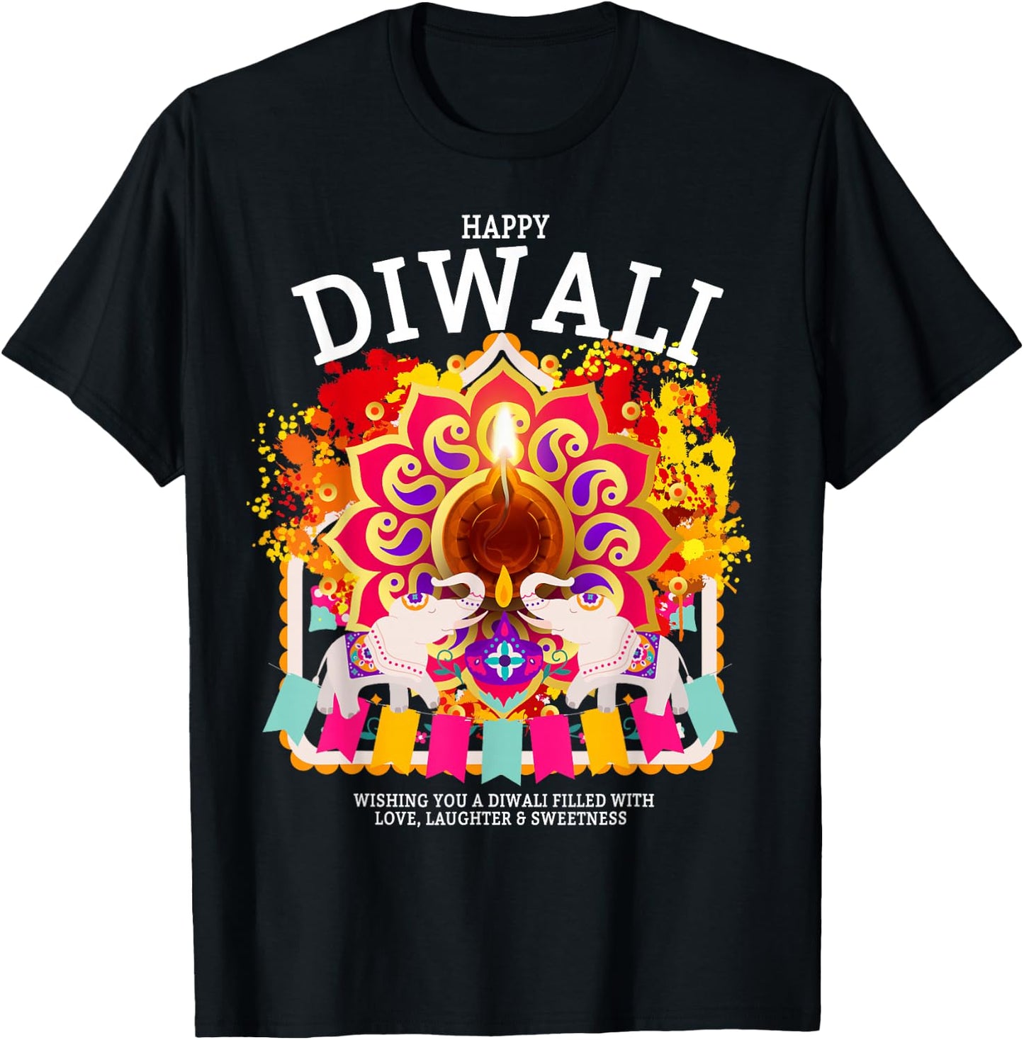 Happy Diwali Outfit Idea For Kids & Hindu Festival Diwali T-Shirt - T-Shirt | Black