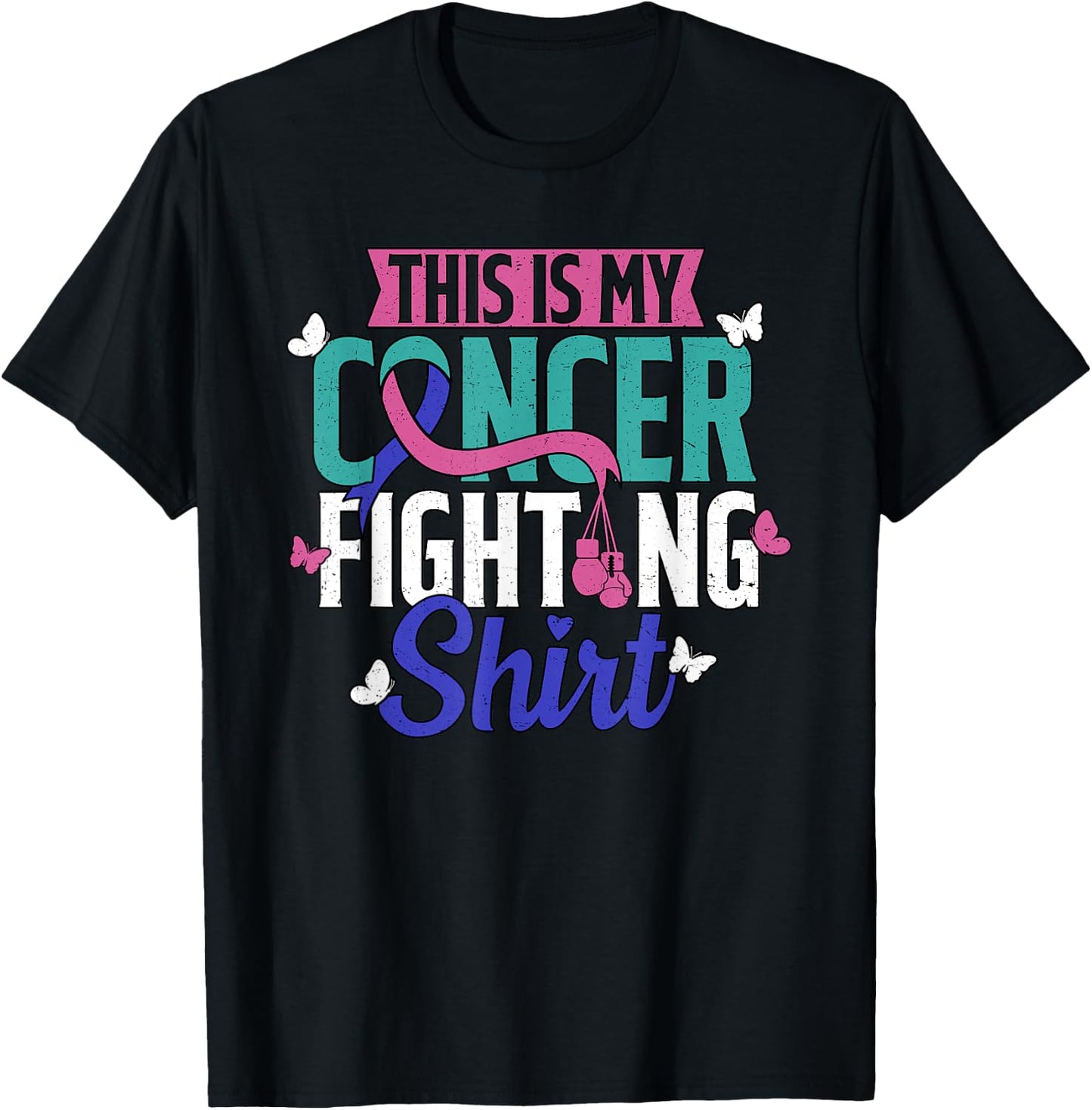 Thyroid Cancer Fighting Thyroid Ribbon Awareness Fighter T-Shirt - T-Shirt | Black