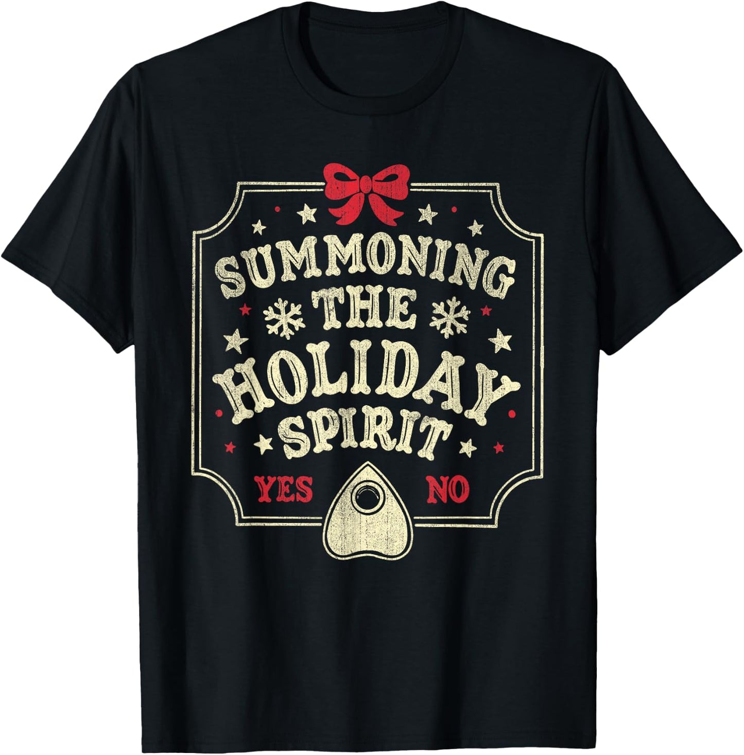Summoning The Holiday Spirit Funny Christmas T-Shirt - T-Shirt | Black