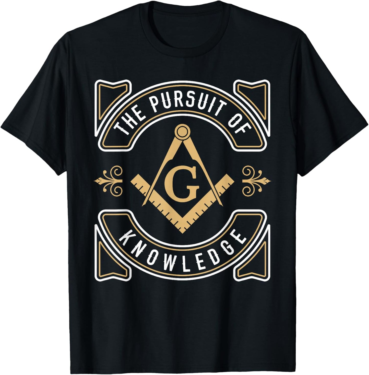 The Pursuit of Knowledge Mason Fraternal SMIB Freemason Small T-Shirt - T-Shirt | Black