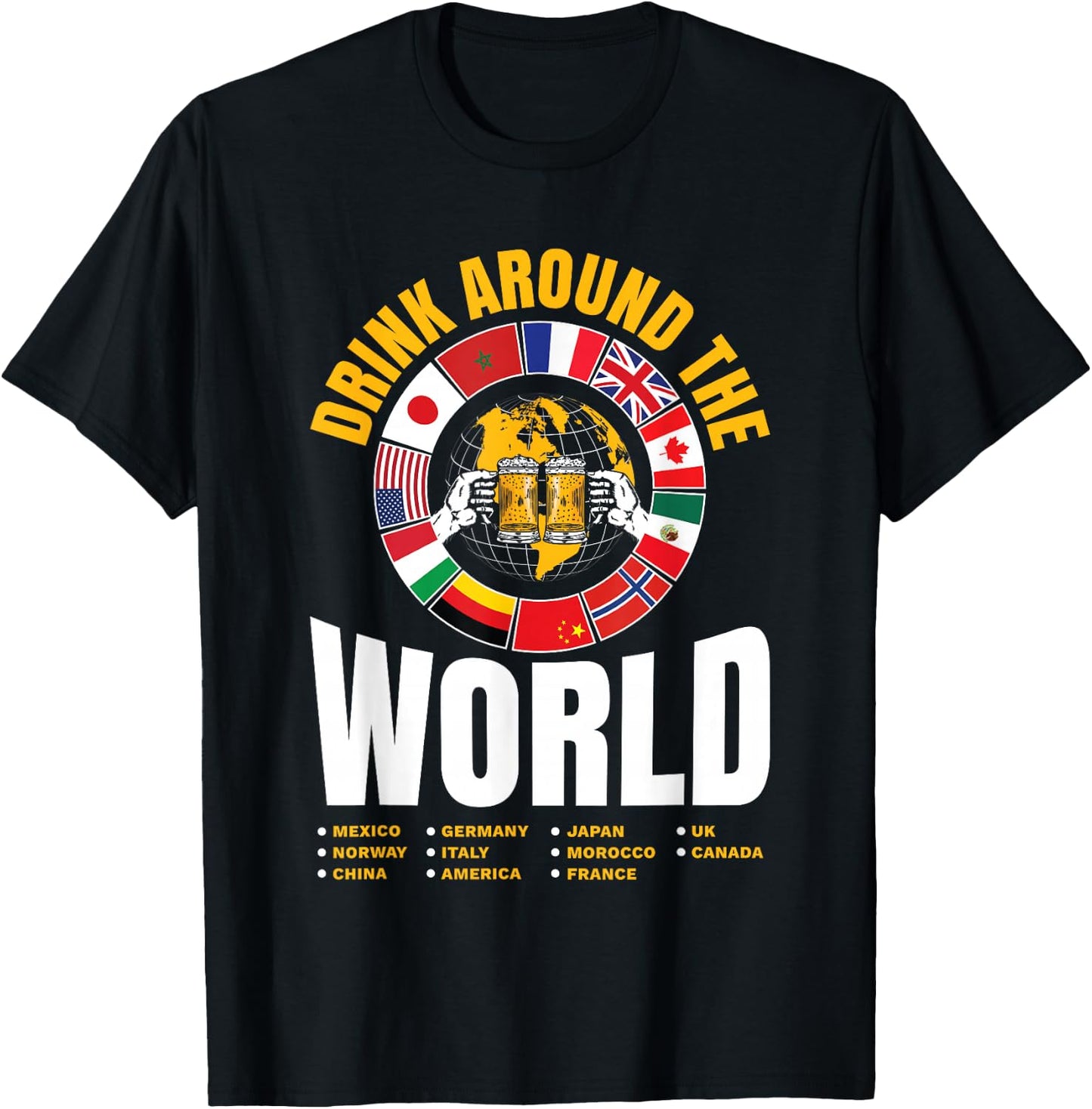 Vacation Drinking Around The World Funny Beer Lover Travel T-Shirt - T-Shirt | Black