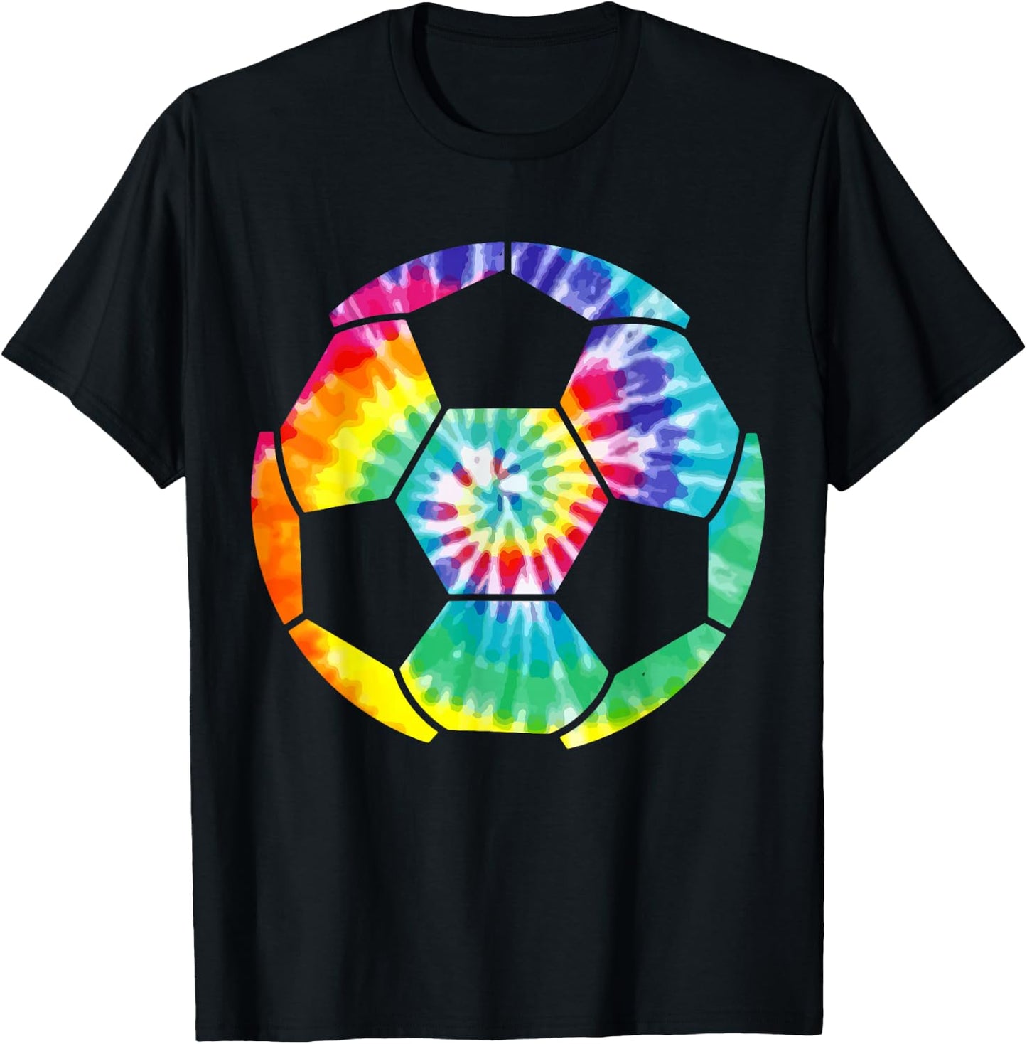 Soccer Player Soccer Ball Tie Dye Men Boys Girls Vintage T-Shirt - T-Shirt | Black