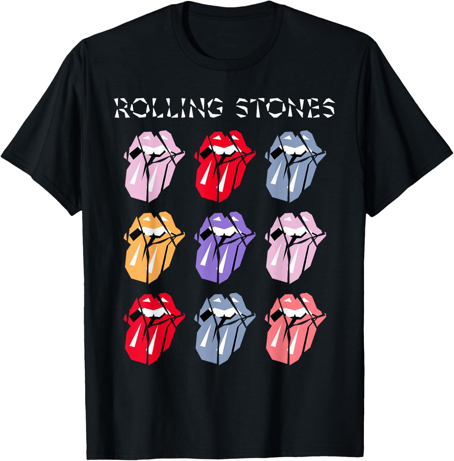 Official The Rolling Stones HD Multi Color Tongue T-Shirt - T-Shirt | Black