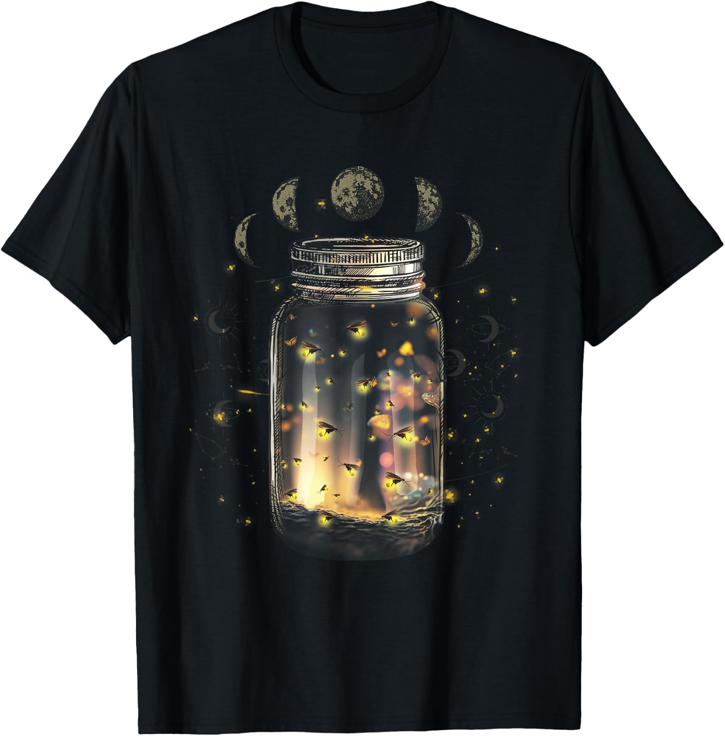 Fireflies Bugs In Jar Firefly Lightning Insects Of Biology T-Shirt - T-Shirt | Black