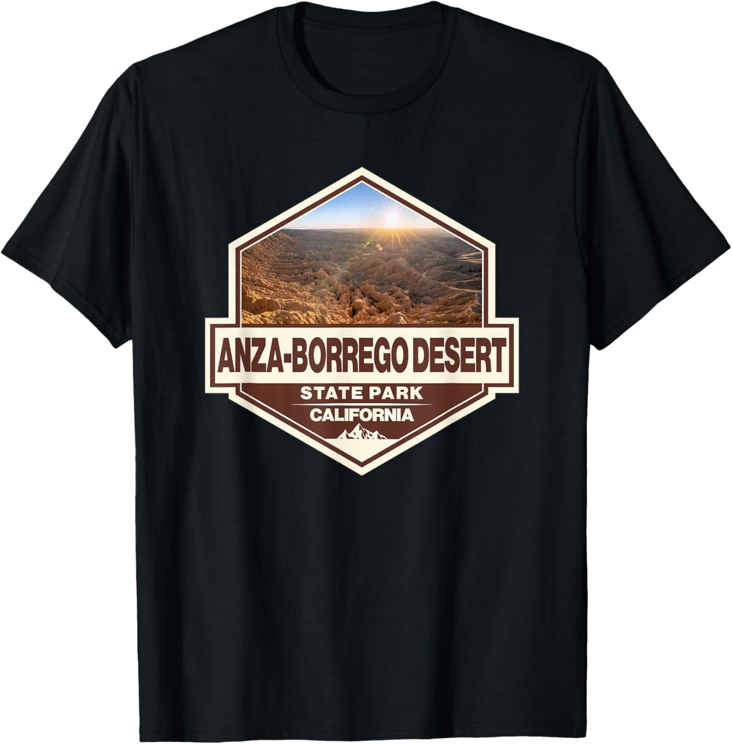 Anza-Borrego Desert California Travel Art Badge Vintage T-Shirt - T-Shirt | Black