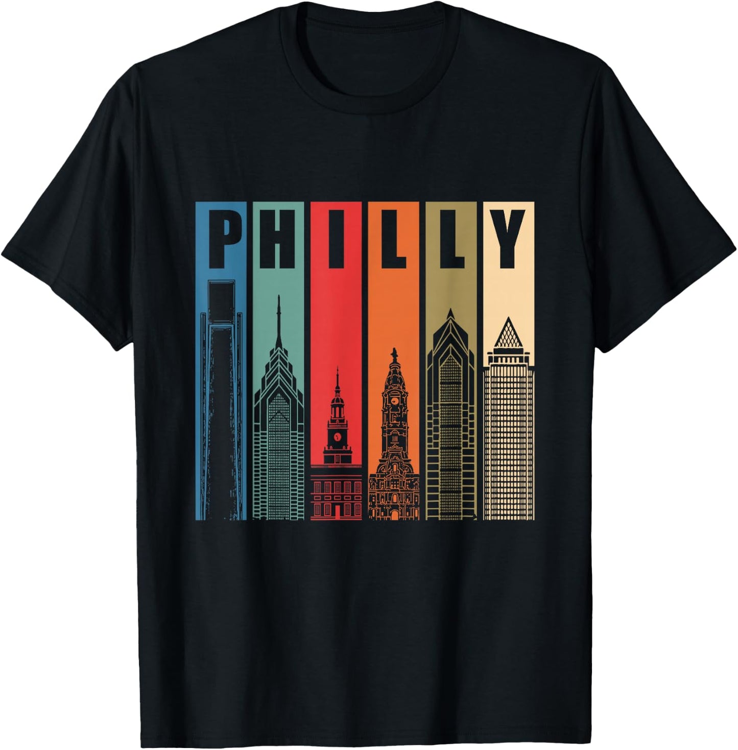 Philly Retro Vintage Philadelphia Skyline Philly City Pride T-Shirt - T-Shirt | Black