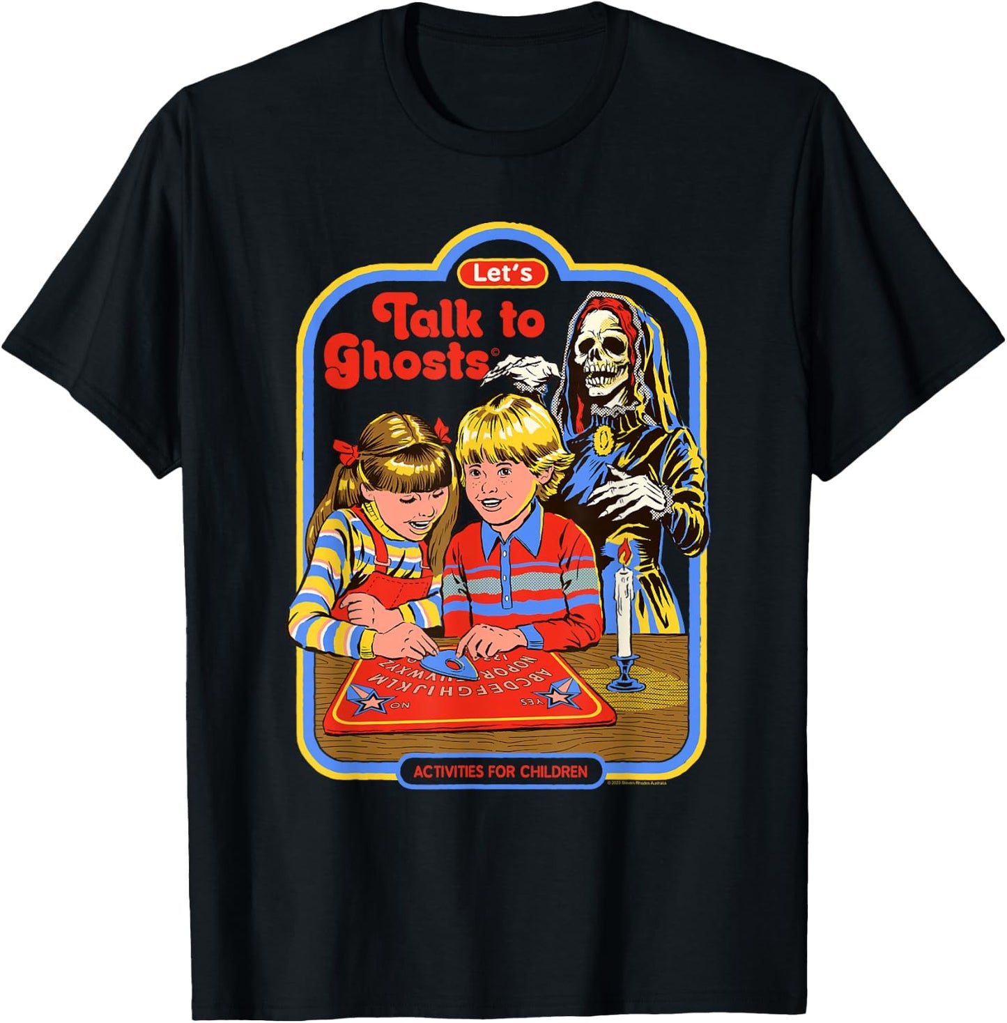 Steven Rhodes Talk to Ghosts Ouija Board Retro Dark Humor T-Shirt - T-Shirt | Black