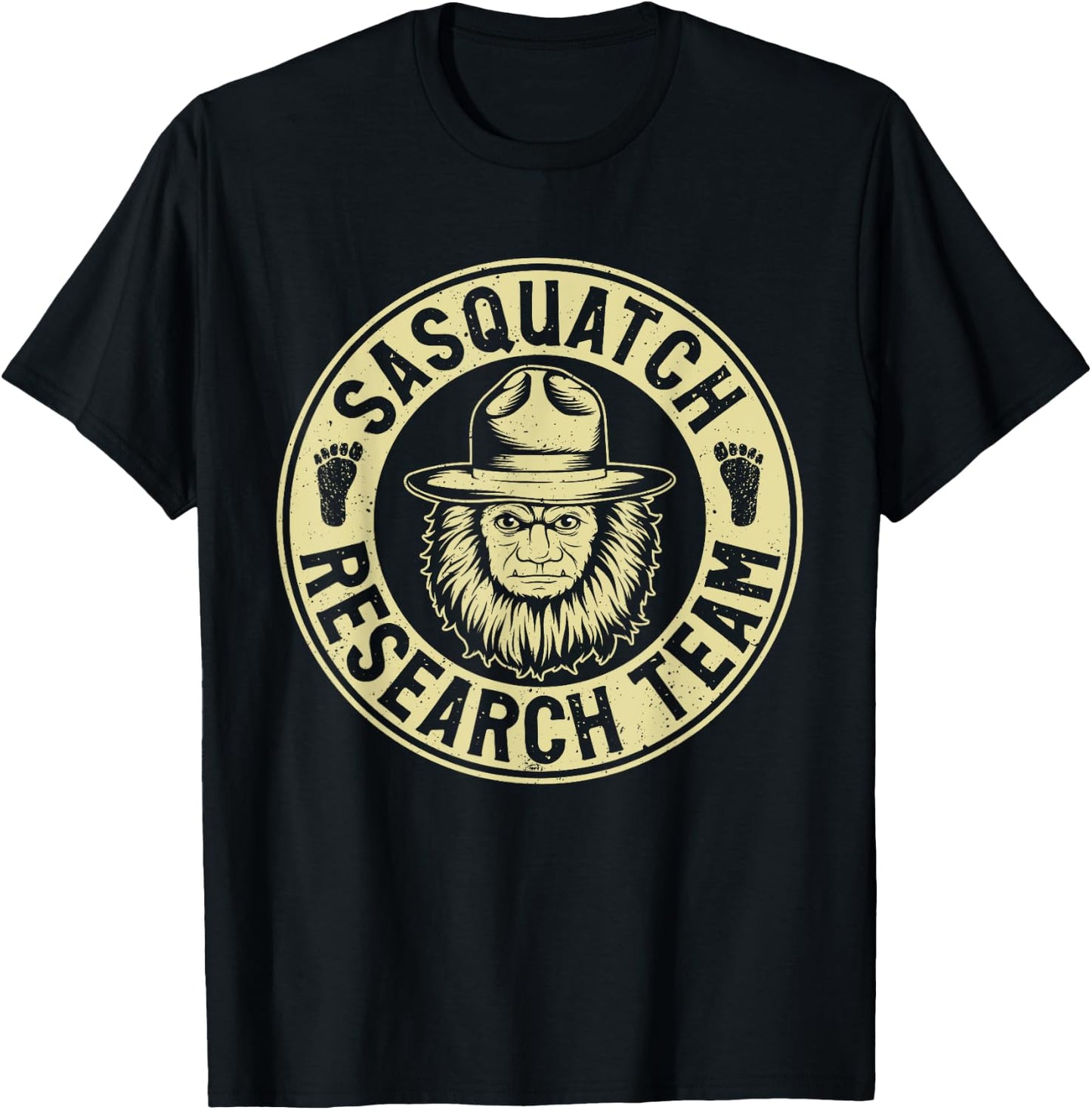 Sasquatch Research Team Bigfoot Vintage Mythical Creature T-Shirt - T-Shirt | Black