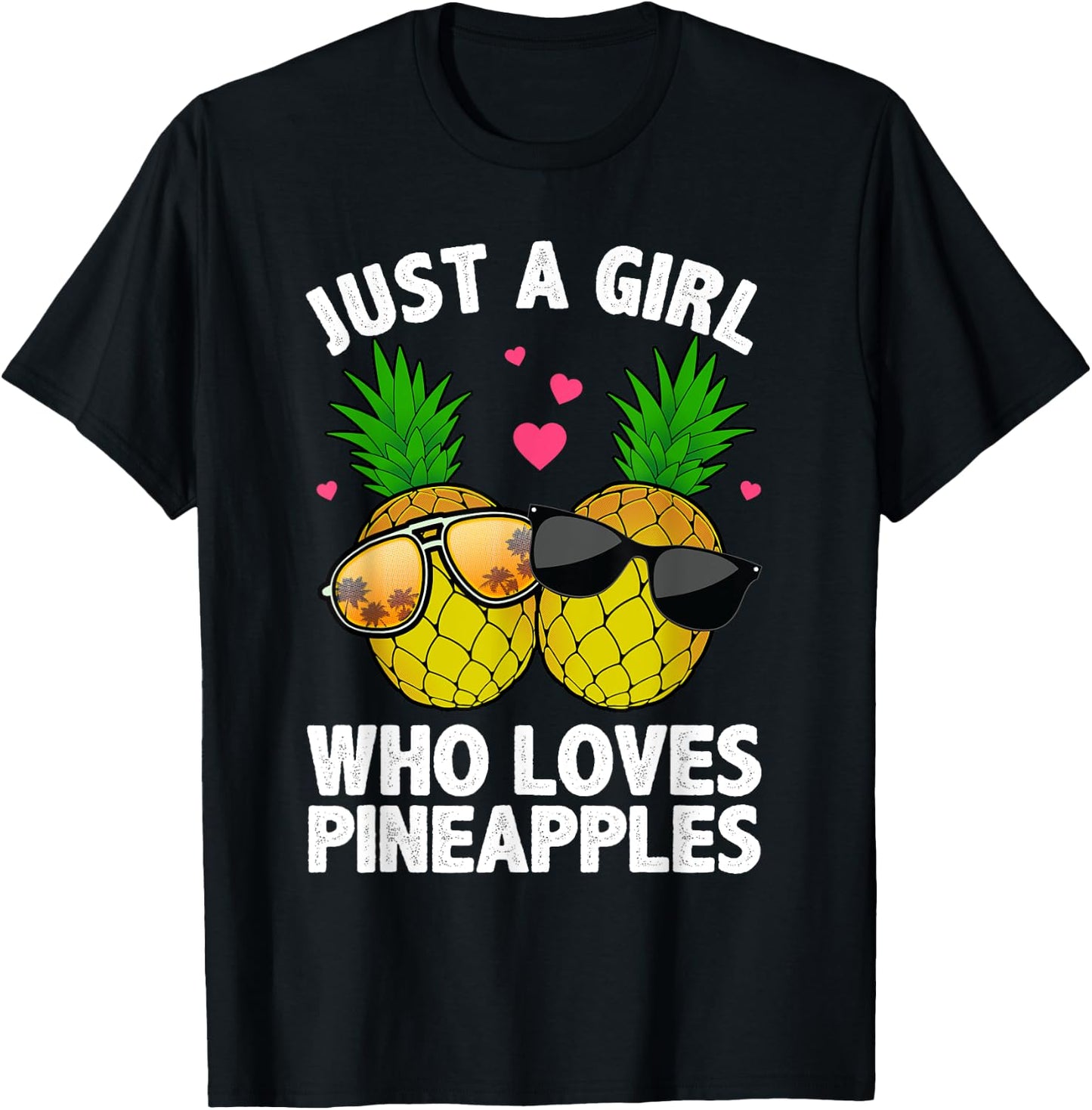 Cool Pineapple Art Girls Hawaiian Aloha Pineapples T-Shirt - T-Shirt | Black