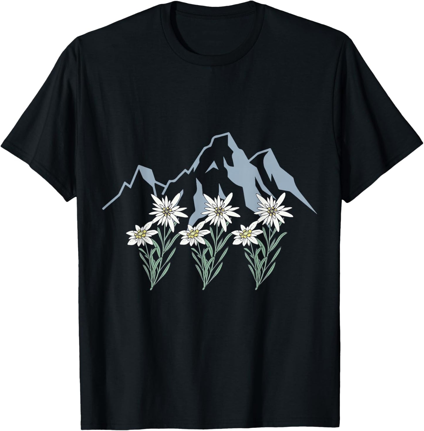 Mountains Switzerland Alps Edelweiss basket alpine flower T-Shirt - T-Shirt | Black