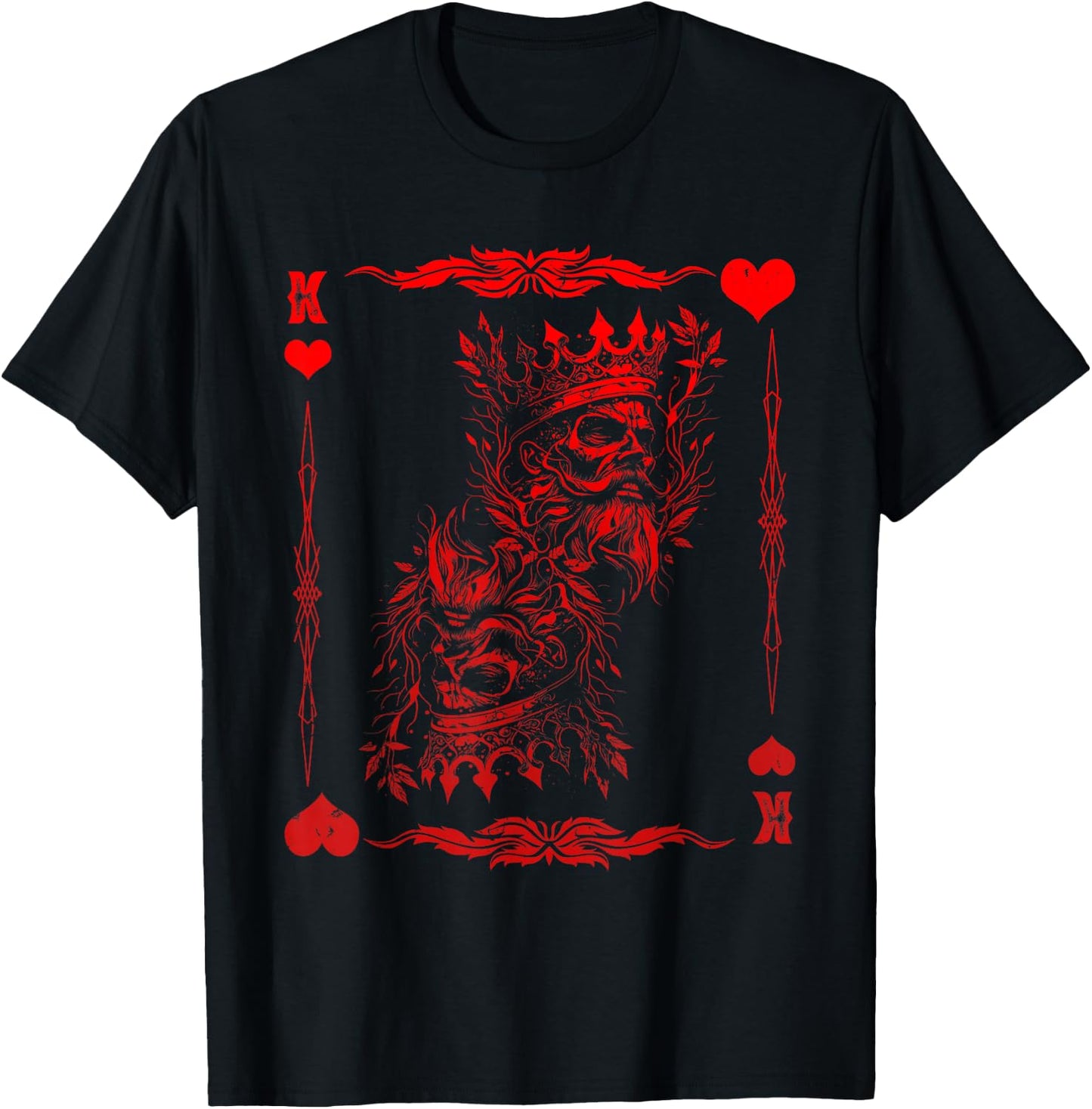 Gothic King of Hearts Creepy Card Game Poker Halloween T-Shirt - T-Shirt | Black