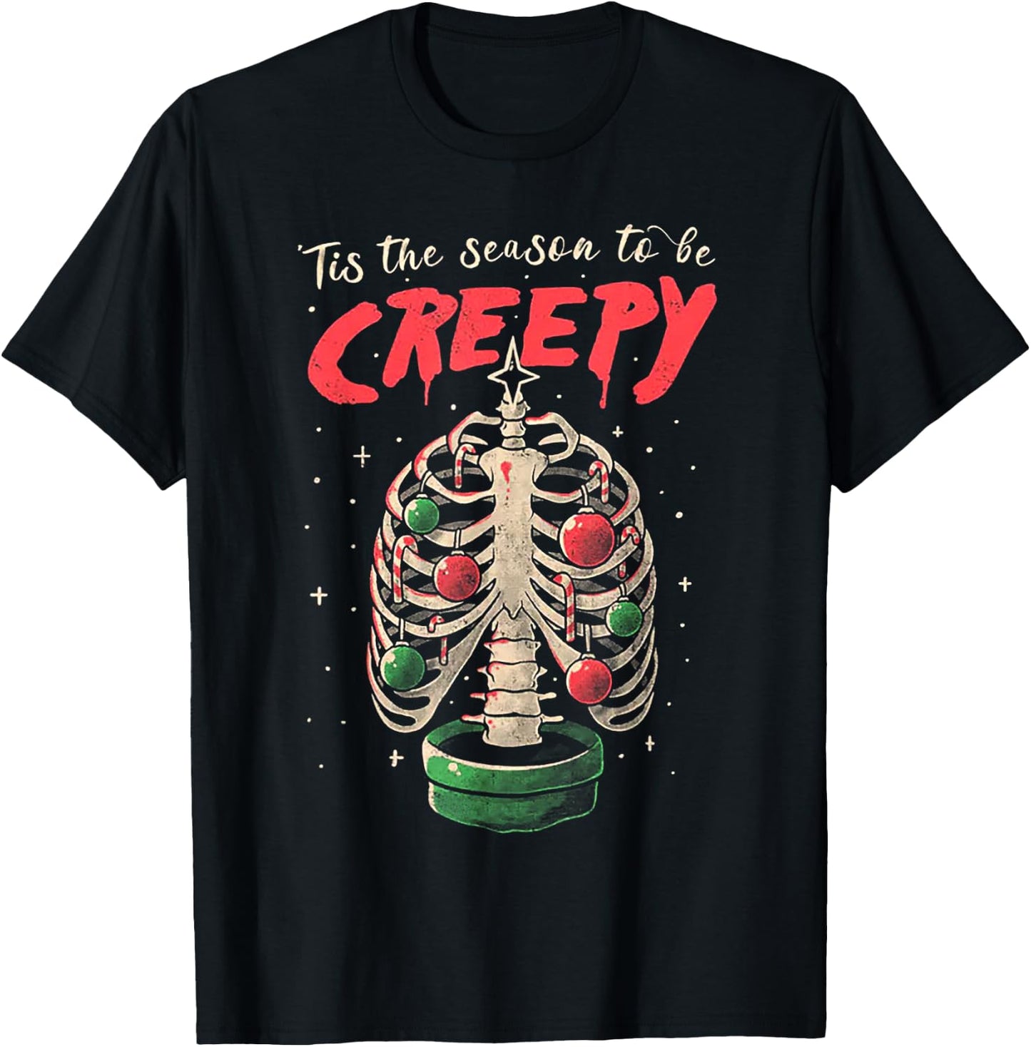 Tis The Season To Be Creepy Skeleton Tree Xmas T-Shirt - T-Shirt | Black