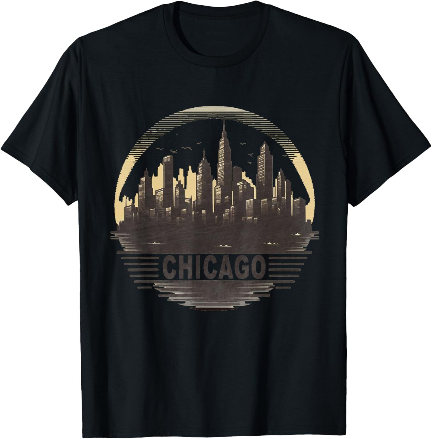 Retro style Chicago Illinois city skyline T-Shirt - T-Shirt | Black