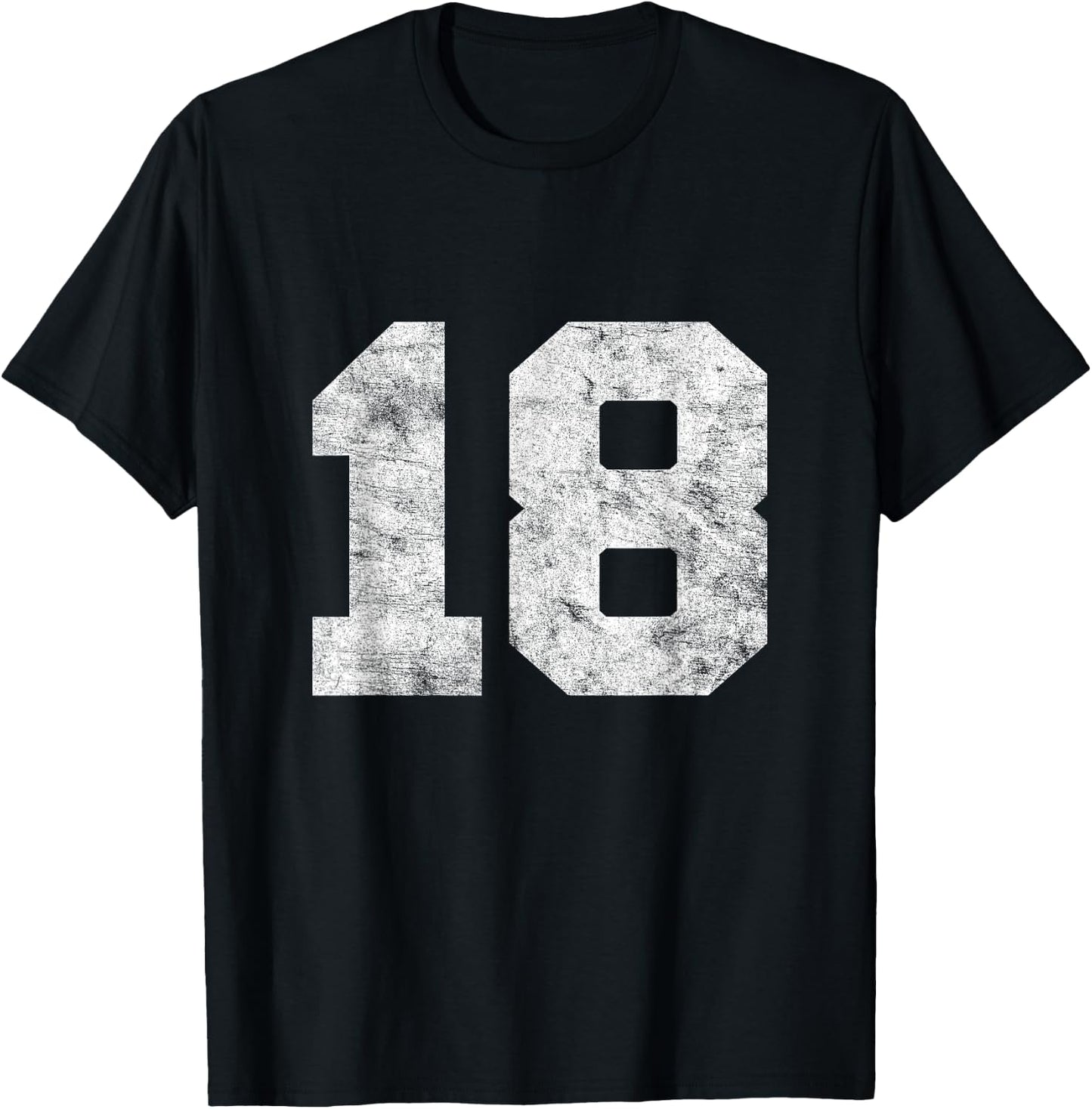 Vintage Lucky Number 18 Birthday Sports Player Team Athlete T-Shirt - T-Shirt | Black