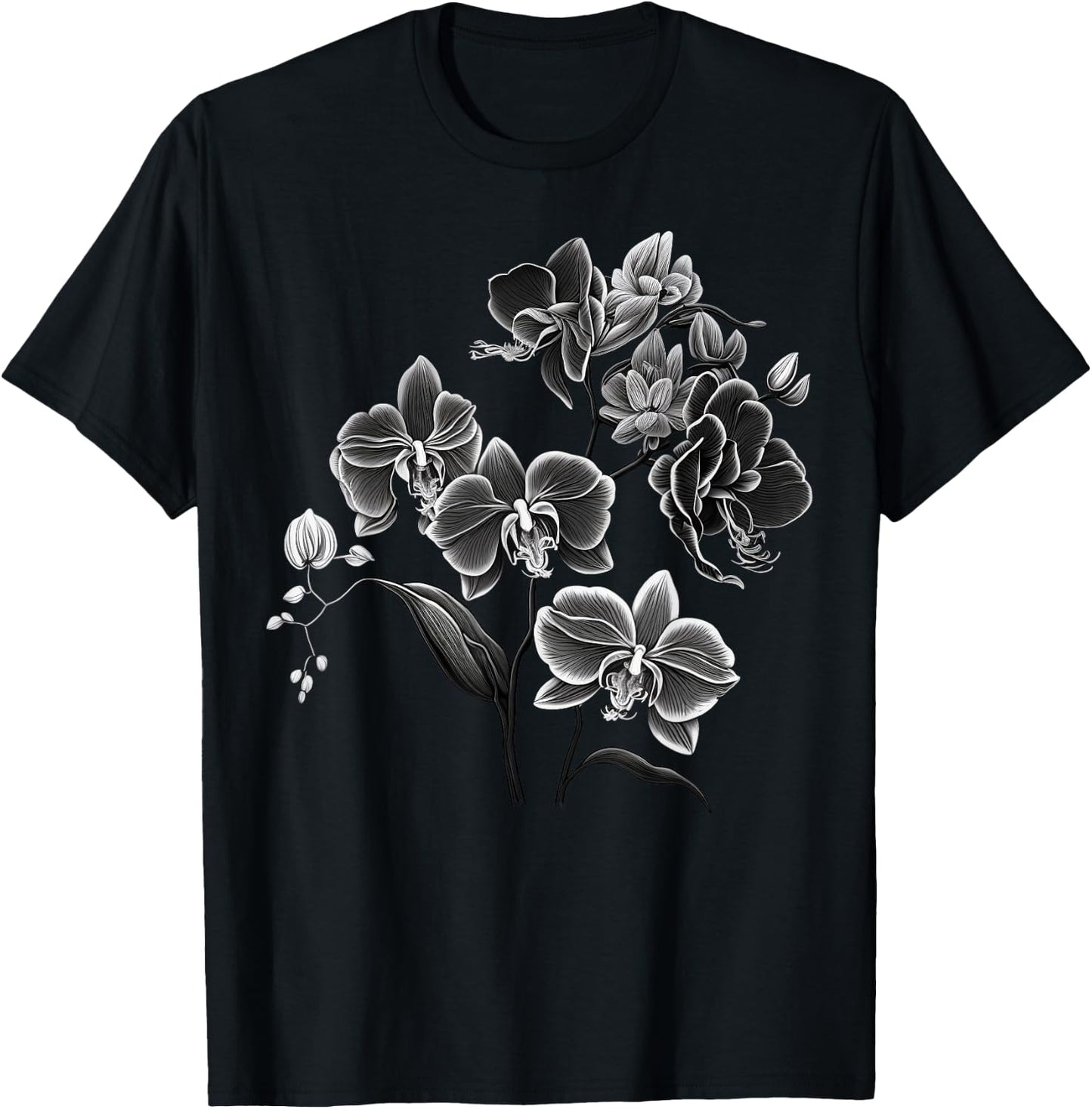 Simple Orchid Flower on black and white Orchid T-Shirt - T-Shirt | Black