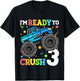Kids Monster Truck Shark 3rd Birthday Boy Toddler 3 Three T-Shirt - T-Shirt | Black