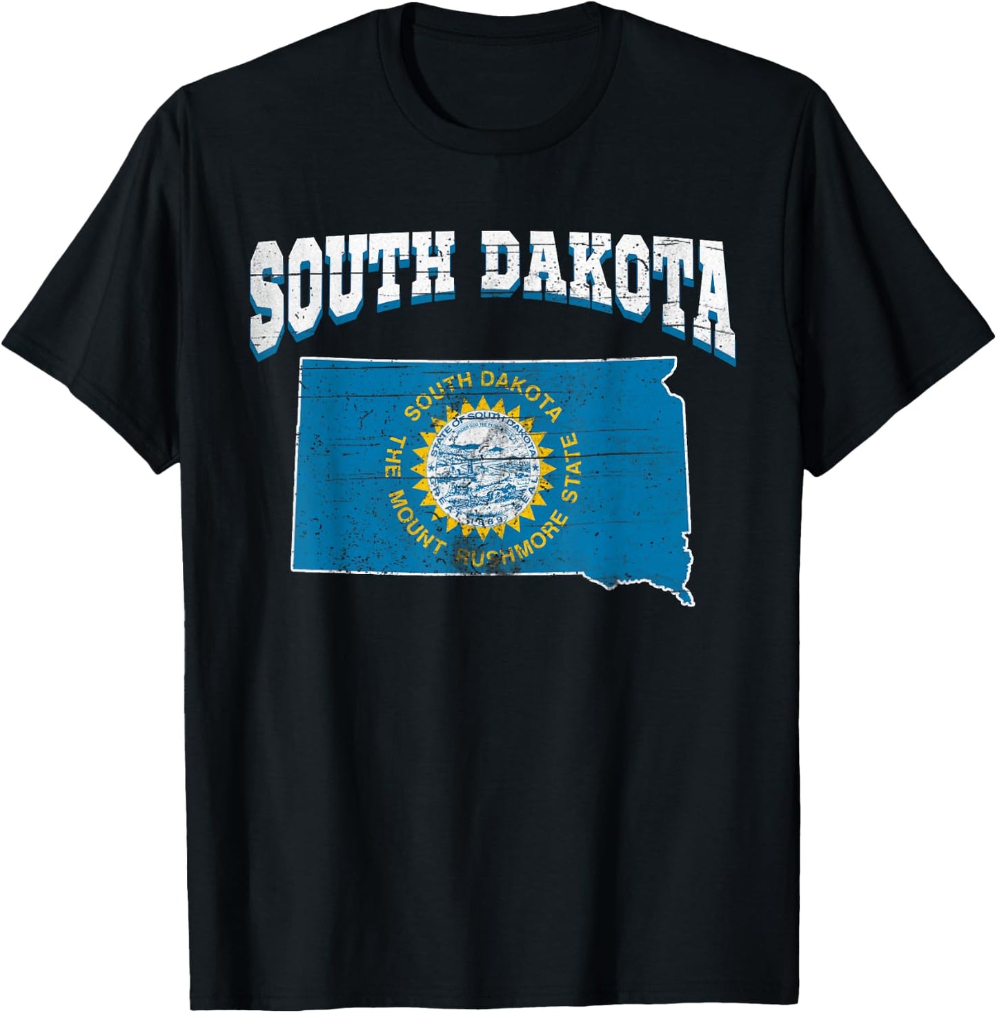 US Citizen Proud America State Flag Land Map South Dakota T-Shirt - T-Shirt | Black