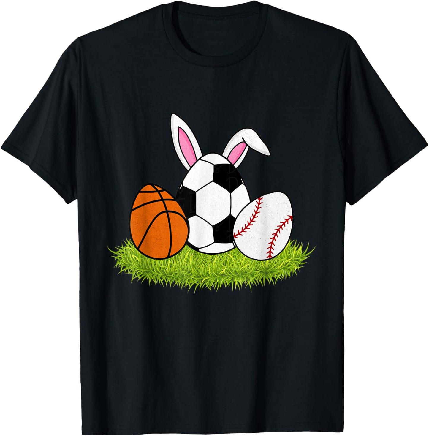 Kids Easter Boys Baseball Basketball Soccer Bunnies Rabbit T-Shirt - T-Shirt | Black