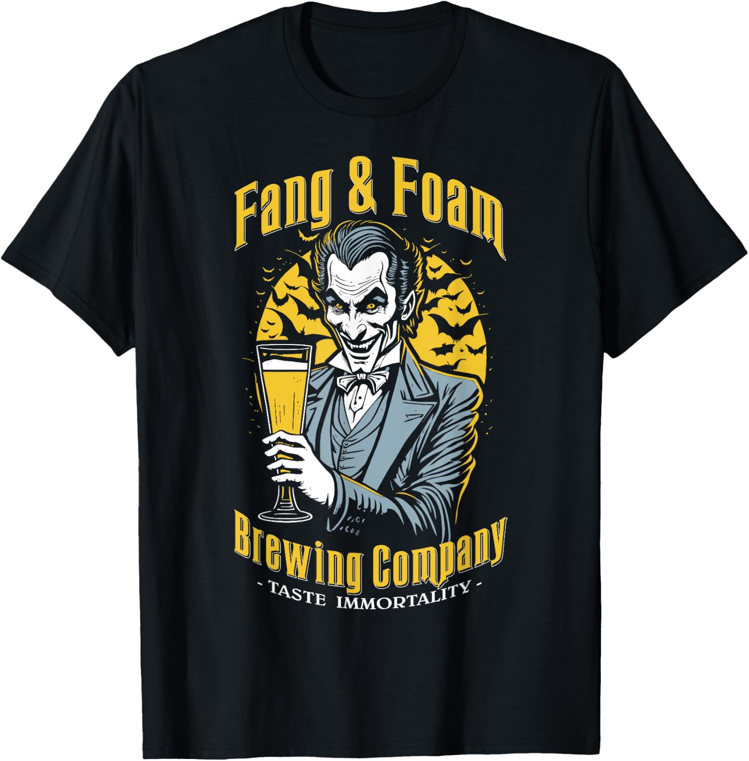 Halloween Beer Funny Gothic Count Dracula Vampire Brewing T-Shirt - T-Shirt | Black