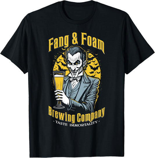 Halloween Beer Funny Gothic Count Dracula Vampire Brewing T-Shirt - T-Shirt | Black