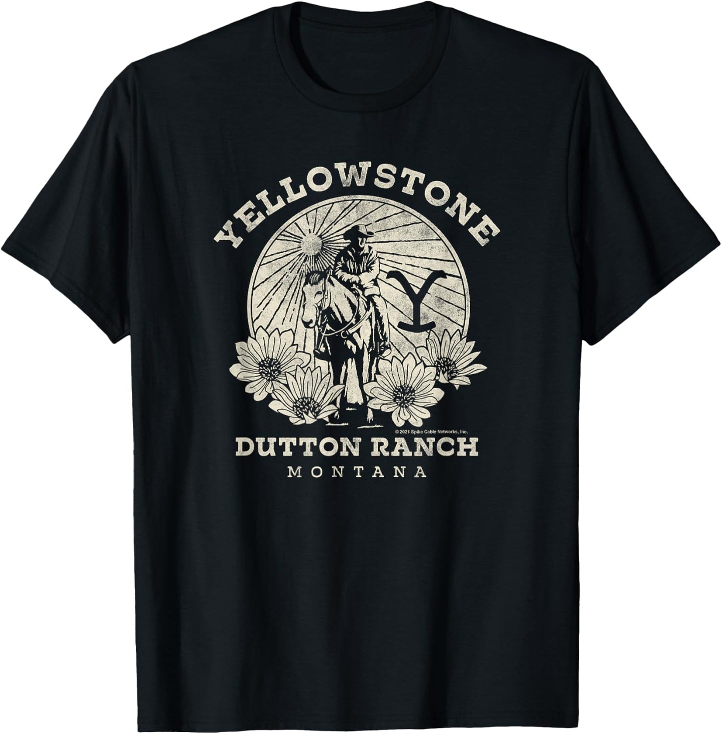 Yellowstone Dutton Ranch Solo Horseback Rider Logo V1 Short Sleeve T-Shirt - T-Shirt | Black