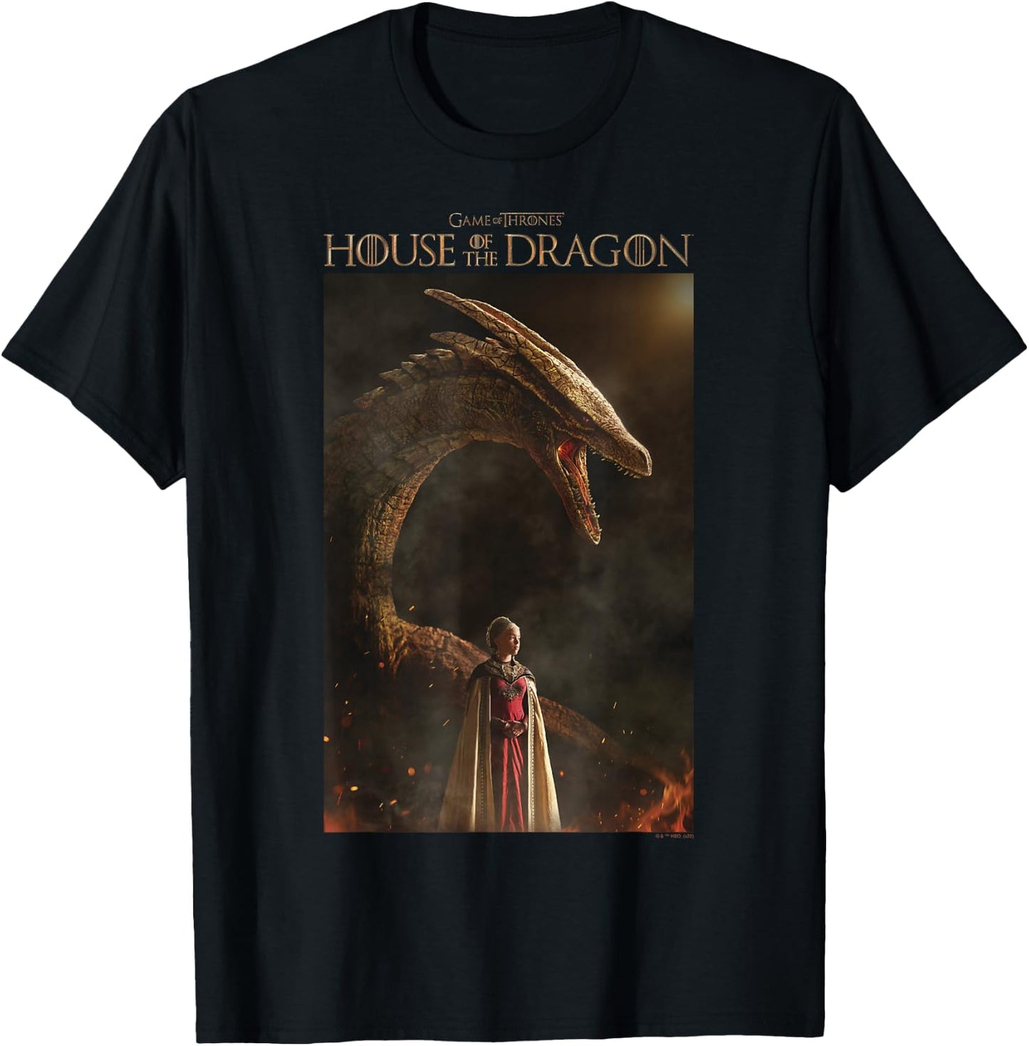 House of the Dragon Rhaenyra Targaryen Syrax Dragon Poster T-Shirt - T-Shirt | Black