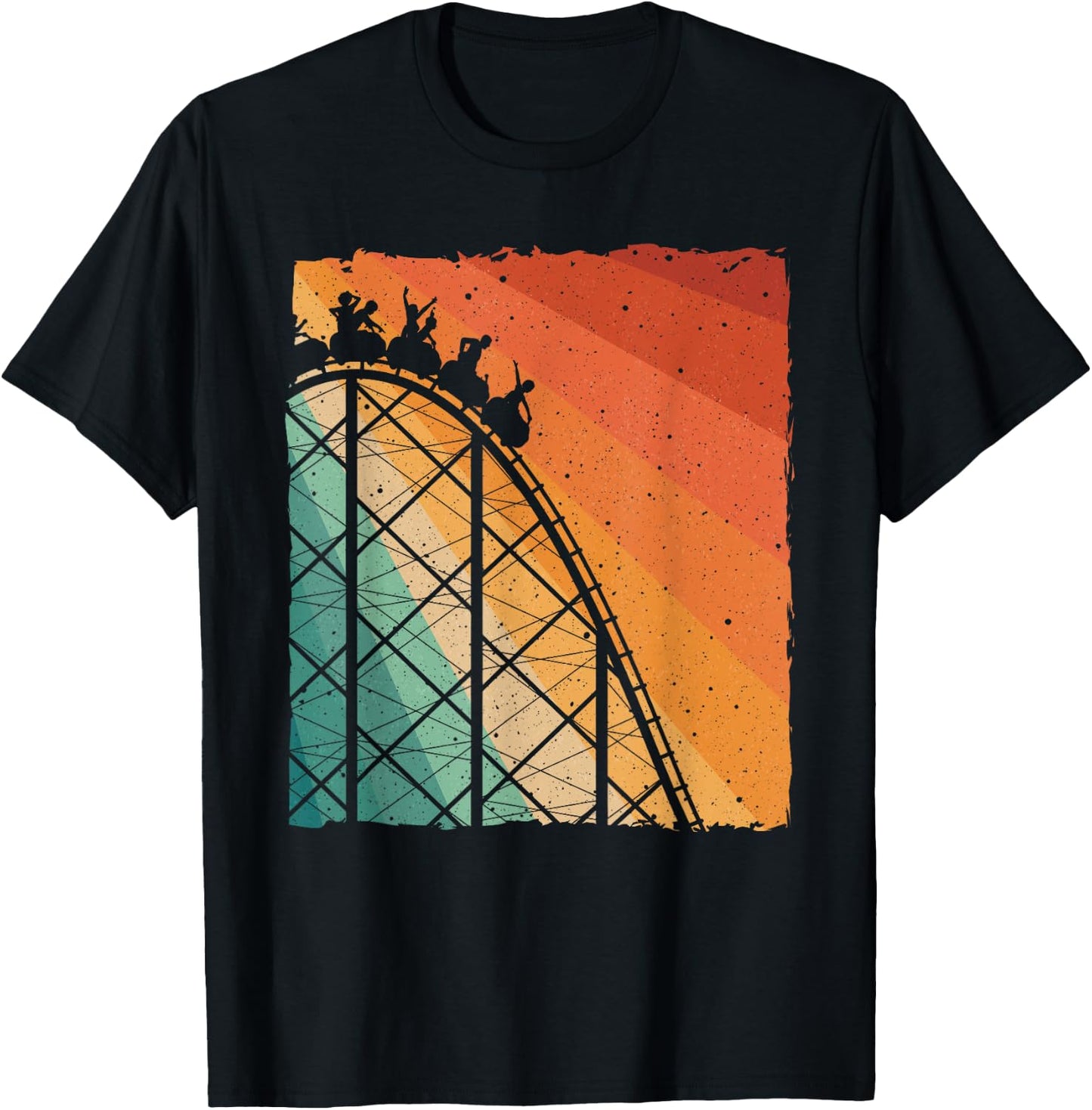 Cute Vintage Roller Coaster Design Men Women Amusement Park T-Shirt - T-Shirt | Black