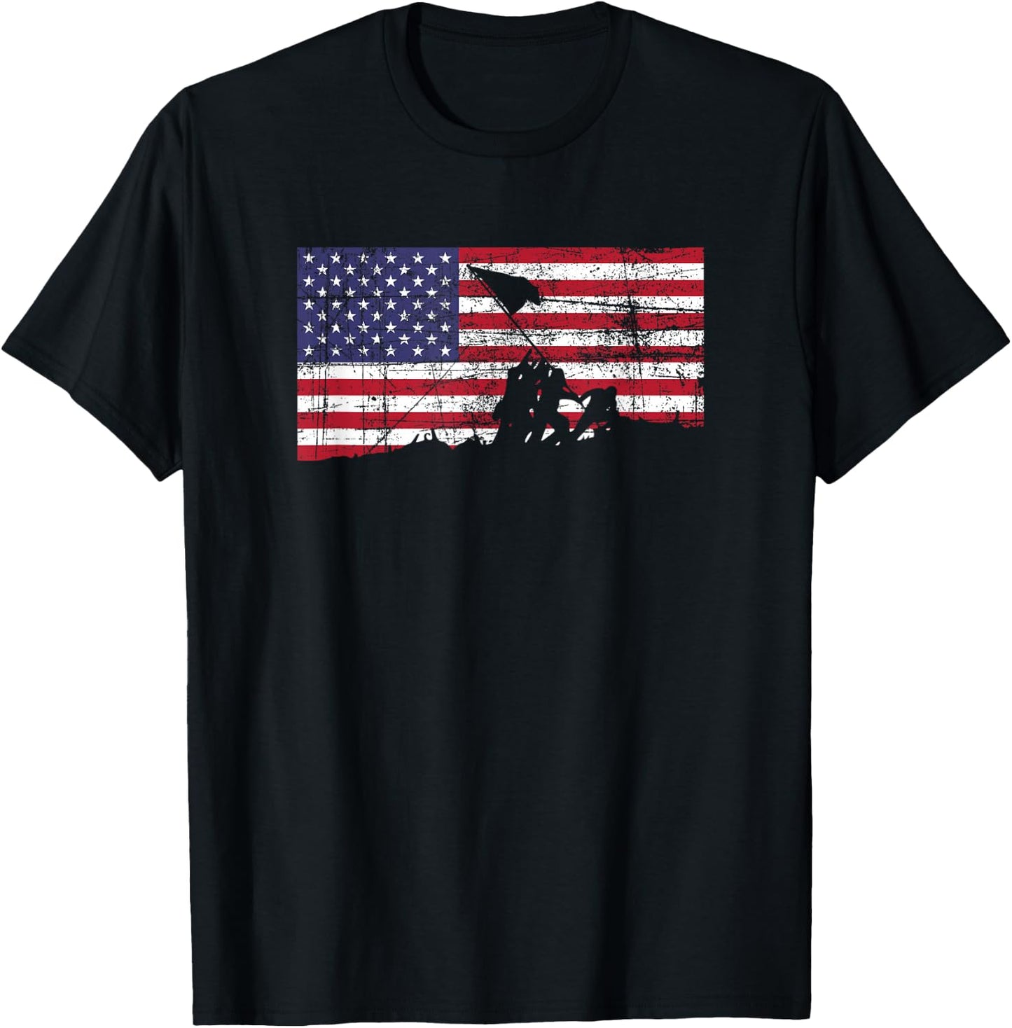 American Flag Patriot Battle of Iwo Jima T-Shirt - T-Shirt | Black