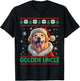 Golden Uncle Golden Retriever Santa Hat Ugly Christmas T-Shirt - T-Shirt | Black