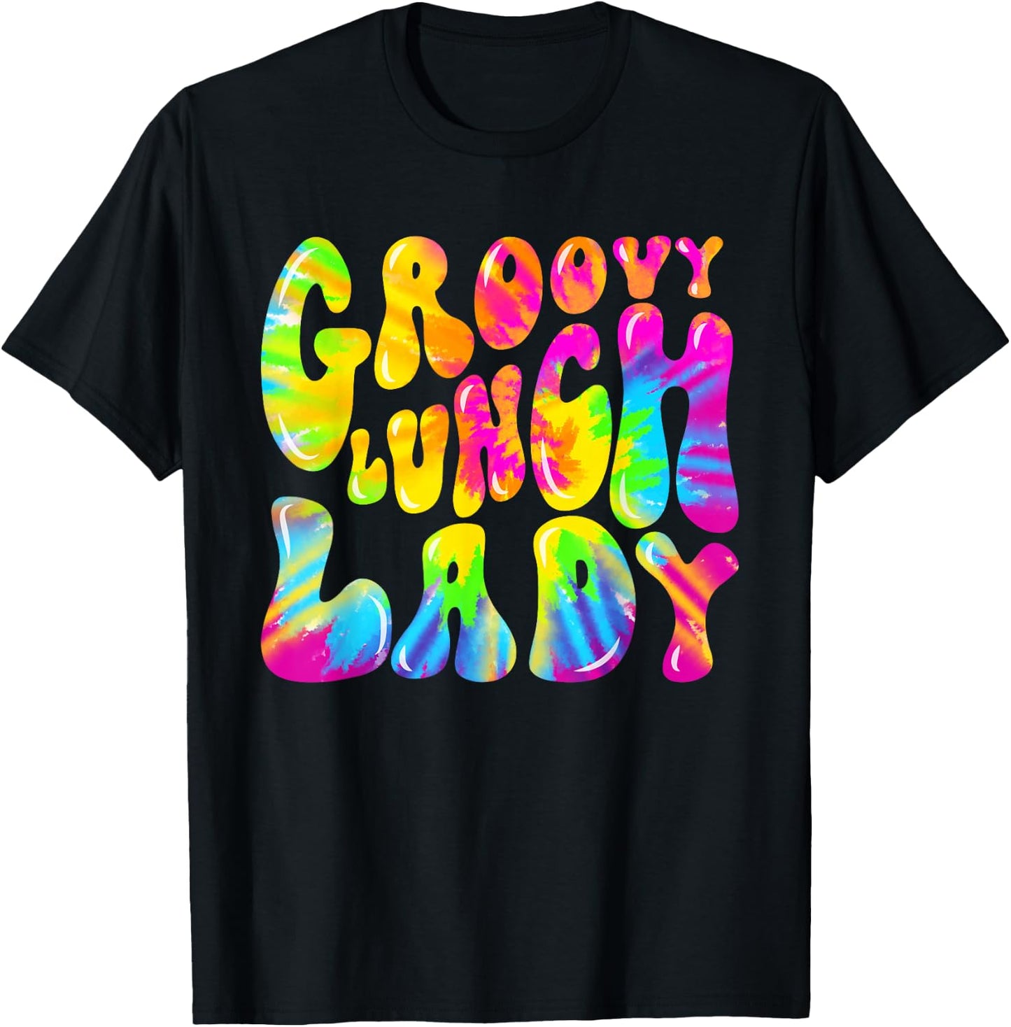 Groovy Lunch Lady Shirt, Cafeteria Canteen Tie Dye Groovy T-Shirt - T-Shirt | Black