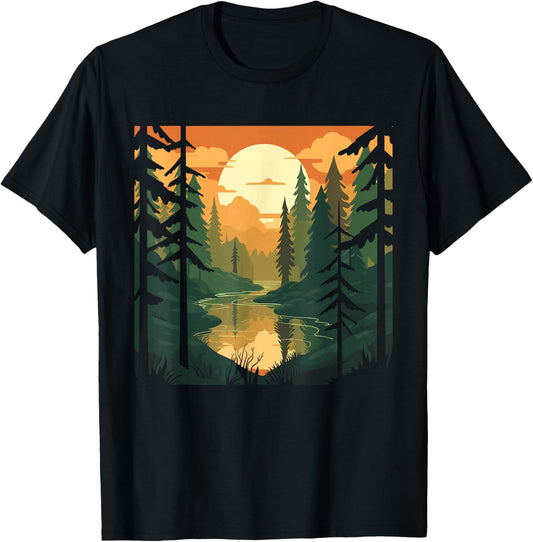 Forest Nature and Tree Men T-Shirt - T-Shirt | Black