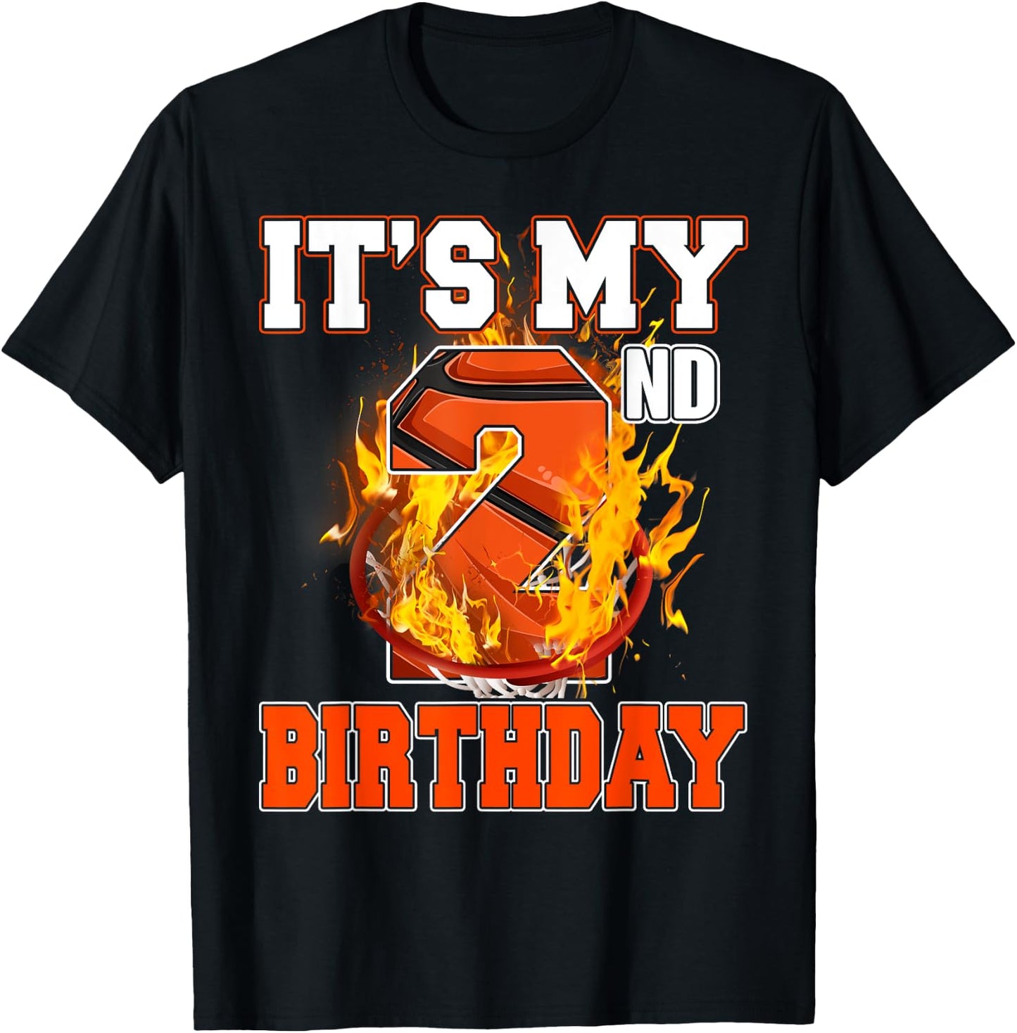 Funny It's My 2nd Birthday 2 Years Old Basketball Ball Boy T-Shirt - T-Shirt | Black