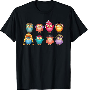 Cute Owls - Adorable Illustration - Owl Collection - Classic T-Shirt - T-Shirt | Black