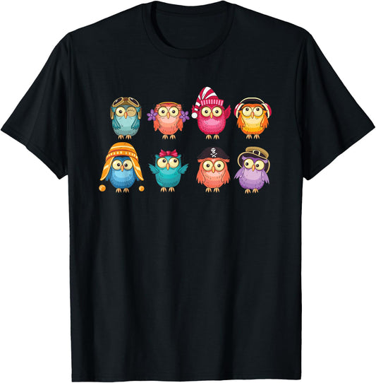 Cute Owls - Adorable Illustration - Owl Collection - Classic T-Shirt - T-Shirt | Black