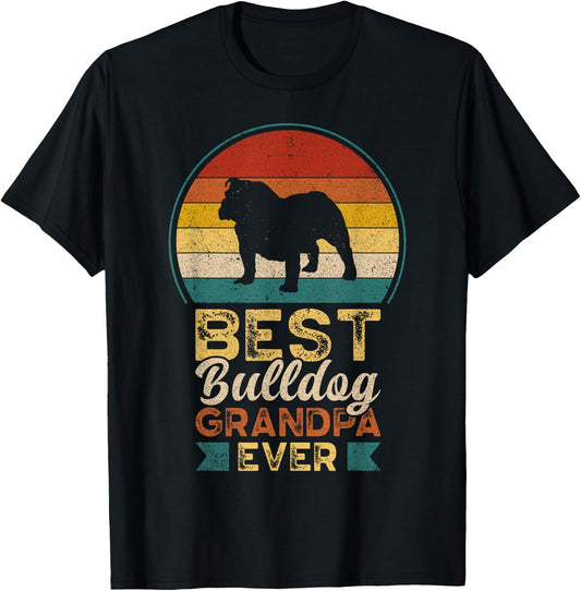 Best Bulldog Grandpa Ever, Father's Day, Grandfather Bulldog Men T-Shirt - T-Shirt | Black