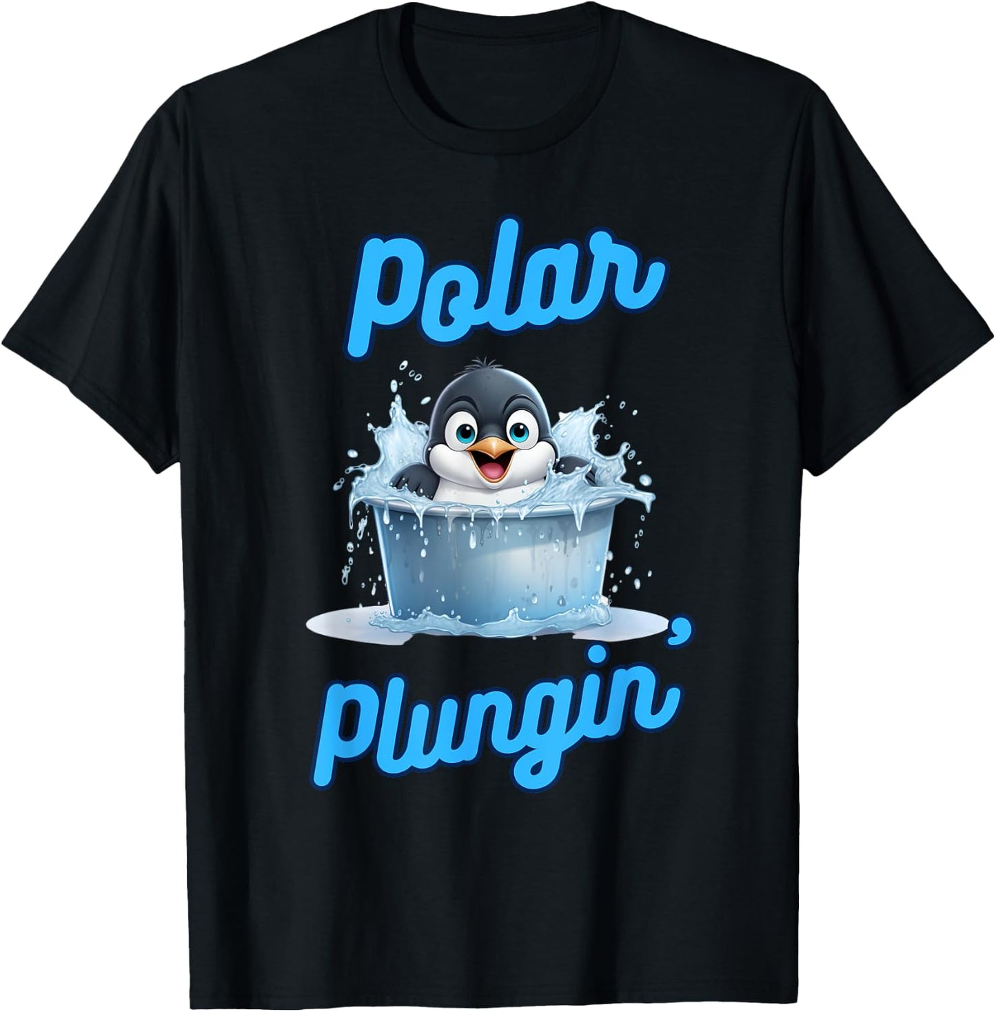 Polar Plungin Penguin Ice Bath Addict Cold Plunge T-Shirt - T-Shirt | Black